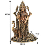 Brass Murugan Idol, Karthikeya Statue, Skanda Murti, Subramanya Miniature Sculpture for Pooja, Home Decor & Temple, Gold, 6 Inch, 1 Piece