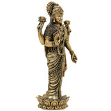 Brass Lakshmi Idol, Mahalakshmi Murti, Shri Devi Statue, Padmavati Vigraha, Kamala Pratima, Handcrafted Home Pooja & Decor, Gold, 6 Inch, 1 Piece