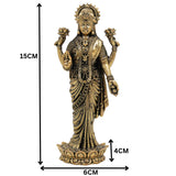 Brass Lakshmi Idol, Mahalakshmi Murti, Shri Devi Statue, Padmavati Vigraha, Kamala Pratima, Handcrafted Home Pooja & Decor, Gold, 6 Inch, 1 Piece