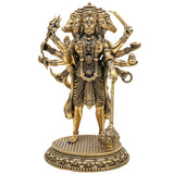 Brass Panchamukhi Hanuman Idol, Bajrangbali Murti, Anjaneya Vigraha, Maruti Statue, Hindu Deity Sculpture for Pooja & Home Decor, Gold, 6.5 Inch, 1 Piece