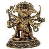 Brass Panchamukhi Hanuman Idol, Anjaneya, Bajrangbali, Maruti Murti for Pooja, Temple, Home Decor, Spiritual Showpiece, Gold, 4.5 Inch, 1 Piece