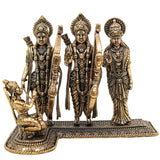 Brass Ram Darbar Idol, Shri Ram Sita Lakshman Hanuman Murti, Ram Parivar Sculpture for Puja Mandir, Home Decor & Gifting, Gold, 3 Inch, 1 Piece