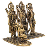 Brass Ram Darbar Idol, Shri Ram Sita Lakshman Hanuman Murti, Ram Parivar Sculpture for Puja Mandir, Home Decor & Gifting, Gold, 3 Inch, 1 Piece