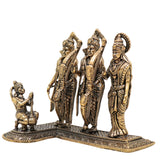Brass Ram Darbar Idol, Shri Ram Sita Lakshman Hanuman Murti, Ram Parivar Sculpture for Puja Mandir, Home Decor & Gifting, Gold, 3 Inch, 1 Piece