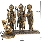 Brass Ram Darbar Idol, Shri Ram Sita Lakshman Hanuman Murti, Ram Parivar Sculpture for Puja Mandir, Home Decor & Gifting, Gold, 3 Inch, 1 Piece