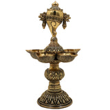 Brass Shanka Diya | Shanku Chakra Deepam Lamp | Peetal / Pittal Shankh Deepak for Pooja, Aarti & Temple Decor | Ashtadhatu, Tambra Pittal Oil Lamp for Home & Diwali, Gold, 8.5 Inch, 1 Piece