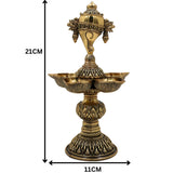 Brass Shankh Chakra Diya Pair – Shankh Chakra Deepam, Vishnu Shankh Chakra Oil Lamp, Handcrafted Puja & Home Temple Sculpture, Spiritual Aarti Lamp for Diwali, Navaratri, Ganesh Chaturthi, Gold, 8.5 Inch, 2 Piece