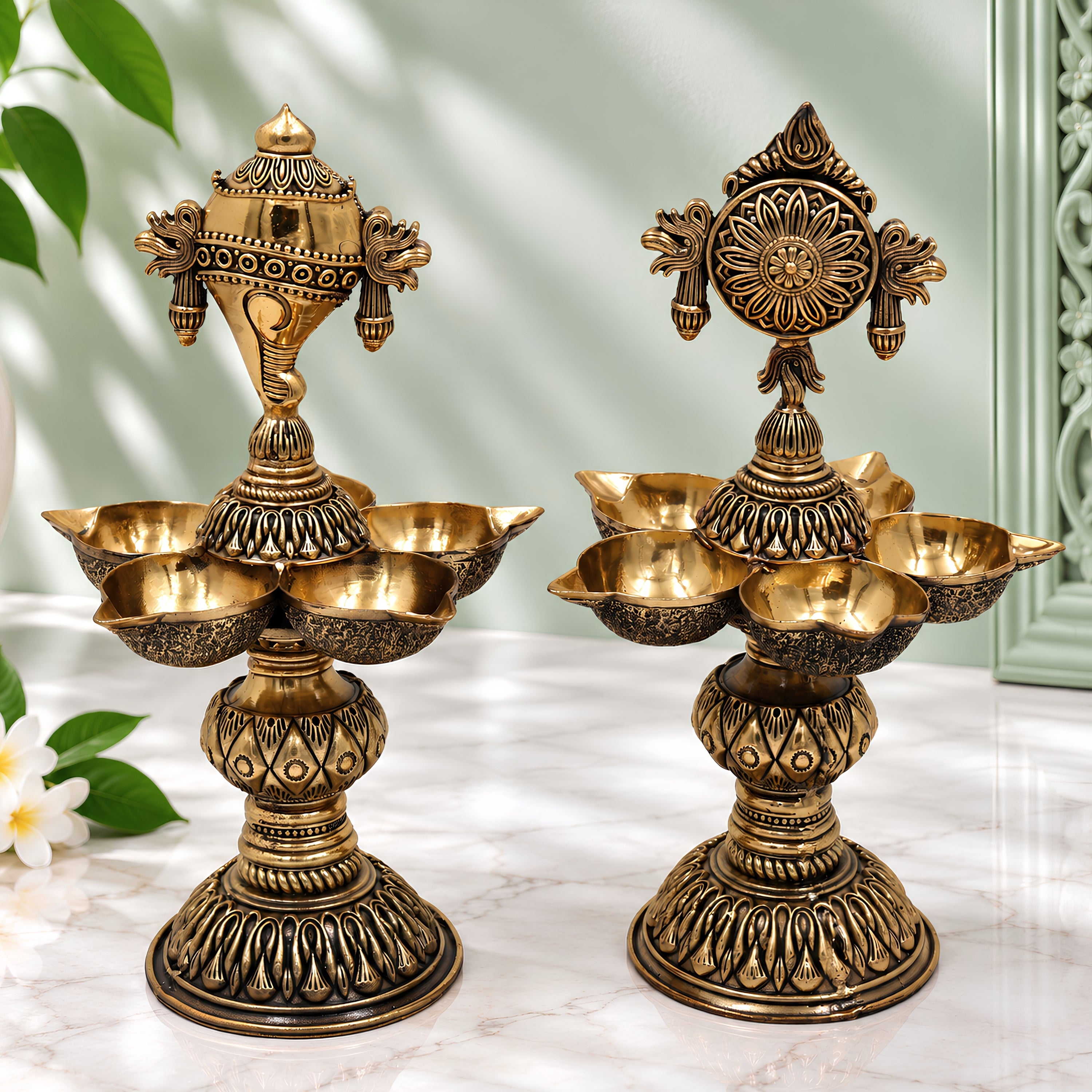 Brass Shankh Chakra Diya