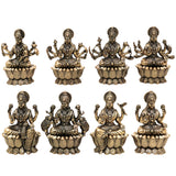 Brass Asta Lakshmi Idols | Set of 8 Handcrafted Murti for Pooja, Home Decor & Spiritual Gifts, Gold, 3 Inch, 8 Piece