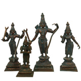 Bronze Handcrafted Shri Ram Parivar Idol | Panchaloha Ram Darbar Murti with Sita Lakshman Hanuman | Kansa Ashtadhatu Chola Art Sculpture for Pooja, Brown, 12 Inch, 1 Piece