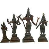 Bronze Handcrafted Shri Ram Parivar Idol | Panchaloha Ram Darbar Murti with Sita Lakshman Hanuman | Kansa Ashtadhatu Chola Art Sculpture for Pooja, Brown, 12 Inch, 1 Piece