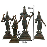 Bronze Handcrafted Shri Ram Parivar Idol | Panchaloha Ram Darbar Murti with Sita Lakshman Hanuman | Kansa Ashtadhatu Chola Art Sculpture for Pooja, Brown, 12 Inch, 1 Piece