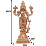 Bronze Handcrafted Vishnu Idol, Narayana, Govinda, Venkateswara Murti – Panchaloha, Chola Art, South Indian Temple Sculpture, Gold, 6.5 Inch, 1 Piece