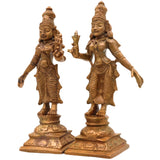 Bronze Sri Devi & Bhu Devi Idol Set, Handcrafted Goddess Murti for Pooja, Temple & Home Decor, Brown, 4.5 Inch, 2 Piece