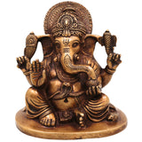 Brass Ganesha Idol | Handcrafted Lord Ganesh Murti, Vinayaka Statue for Pooja, Temple & Home Decor, Gold, 6.5 Inch, 1 Piece