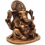 Brass Ganesha Idol | Handcrafted Lord Ganesh Murti, Vinayaka Statue for Pooja, Temple & Home Decor, Gold, 6.5 Inch, 1 Piece