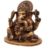 Brass Ganesha Idol | Handcrafted Lord Ganesh Murti, Vinayaka Statue for Pooja, Temple & Home Decor, Gold, 6.5 Inch, 1 Piece