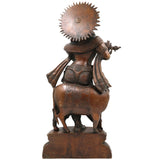 Brass Large Krishna Idol | Handcrafted Lord Krishna Murti for Pooja, Temple & Home Decor, Brown, 19 Inch, 1 Piece