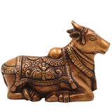 Brass Nandi Idol | Handcrafted Shiva’s Bull Sculpture for Temple, Pooja & Home Decor, Gold, 4.5 Inch, 1 Piece