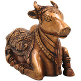 Brass Nandi Idol | Handcrafted Shiva’s Bull Sculpture for Temple, Pooja & Home Decor, Gold, 4.5 Inch, 1 Piece