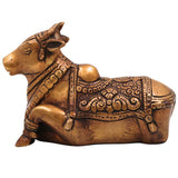 Brass Nandi Idol | Handcrafted Shiva’s Bull Sculpture for Temple, Pooja & Home Decor, Gold, 4.5 Inch, 1 Piece