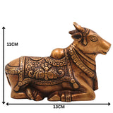 Brass Nandi Idol | Handcrafted Shiva’s Bull Sculpture for Temple, Pooja & Home Decor, Gold, 4.5 Inch, 1 Piece