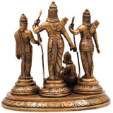 Brass Ram Darbar Idol | Handcrafted Lord Rama, Sita & Laxman Murti for Pooja, Temple & Home Decor, Gold, 6.5 Inch, 1 Piece