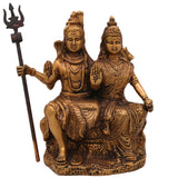 Brass Shiva Parvati Idol | Handcrafted Uma Maheshwara Murti | Divine Hindu Couple Sculpture for Temple & Home Decor, Gold, 8.5 Inch, 1 Piece