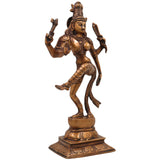 Brass Dancing Ardhanarishwara Idol | Handcrafted Shiva Parvati Murti | Ardhanari Statue for Temple & Home Decor, Gold, 12 Inch, 1 Piece