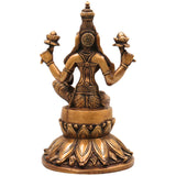 Brass Goddess Lakshmi Idol, Handcrafted mahalakshmi Murti, Prosperity Statue for Pooja, Home Temple & Decor, Gold, 10 Inch, 1 Piece