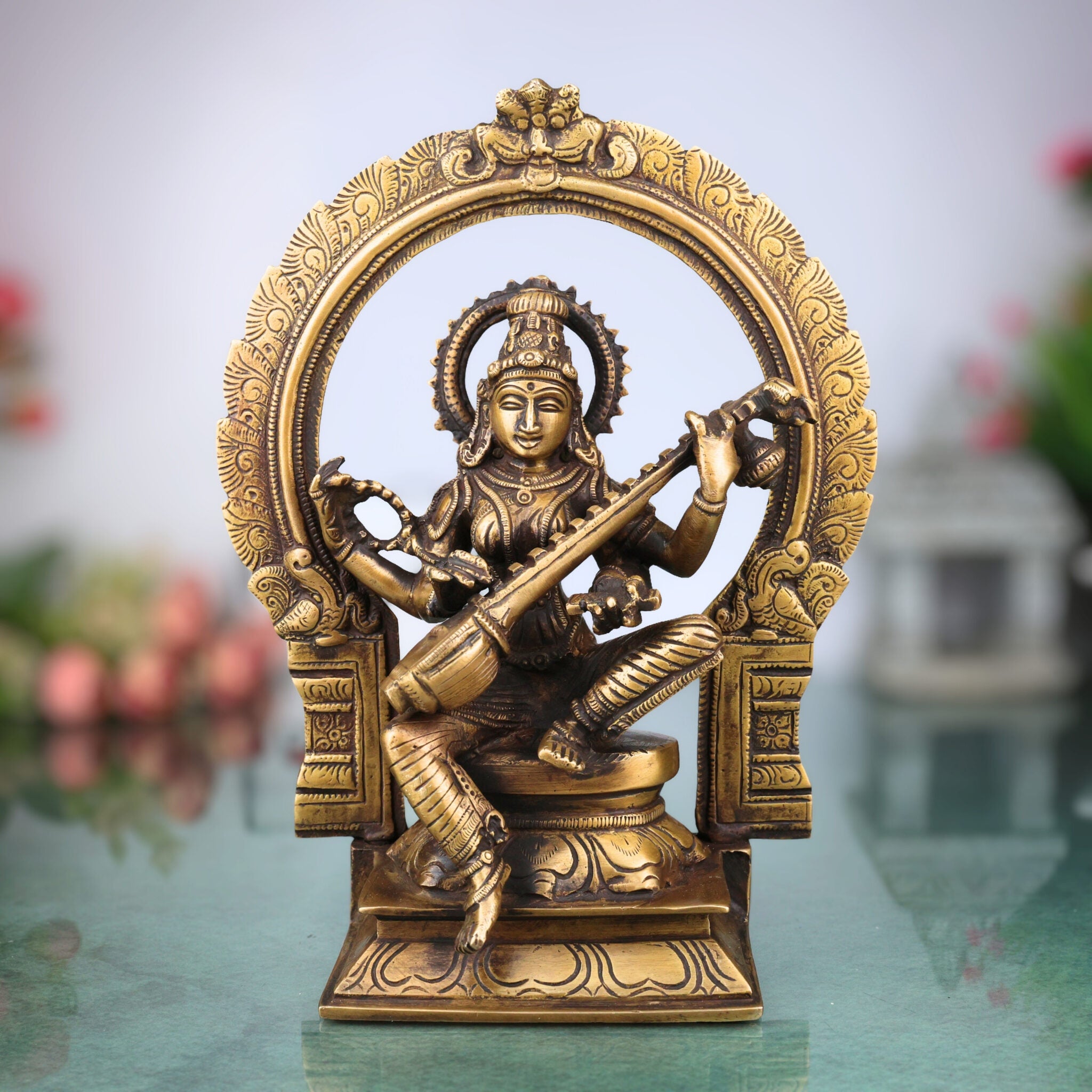 Brass Saraswati Idol