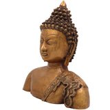 Brass Buddha Face Idol, Handcrafted Brass Murti, Gautama Buddha Wall Sculpture for Meditation, Home Decor & Spiritual Gifts, Gold, 11 Inch, 1 Piece