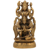 Brass Vishnu Idol Riding Garuda | Narayana Murti Statue | Balaji, Srinivasa, Govinda Vigraha for Pooja, Home Temple, Decor & Gifts, Gold, 8 Inch, 1 Piece
