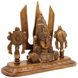 Brass Balaji Face Idol, Handcrafted Gold Murti, Lord Venkateswara Sculpture with Shanka, Chakra & Namam for Pooja, Home Decor & Gifts, Gold, 10 Inch, 1 Piece