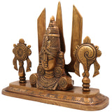 Brass Balaji Face Idol, Handcrafted Gold Murti, Lord Venkateswara Sculpture with Shanka, Chakra & Namam for Pooja, Home Decor & Gifts, Gold, 10 Inch, 1 Piece