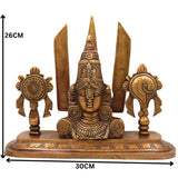 Brass Balaji Face Idol, Handcrafted Gold Murti, Lord Venkateswara Sculpture with Shanka, Chakra & Namam for Pooja, Home Decor & Gifts, Gold, 10 Inch, 1 Piece