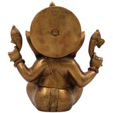 Brass Ganesha Idol | Vinayaka Murti | Handmade Ganapati Sculpture |Ekadanta Spiritual Decor, Gold, 9 Inch, 1 Piece