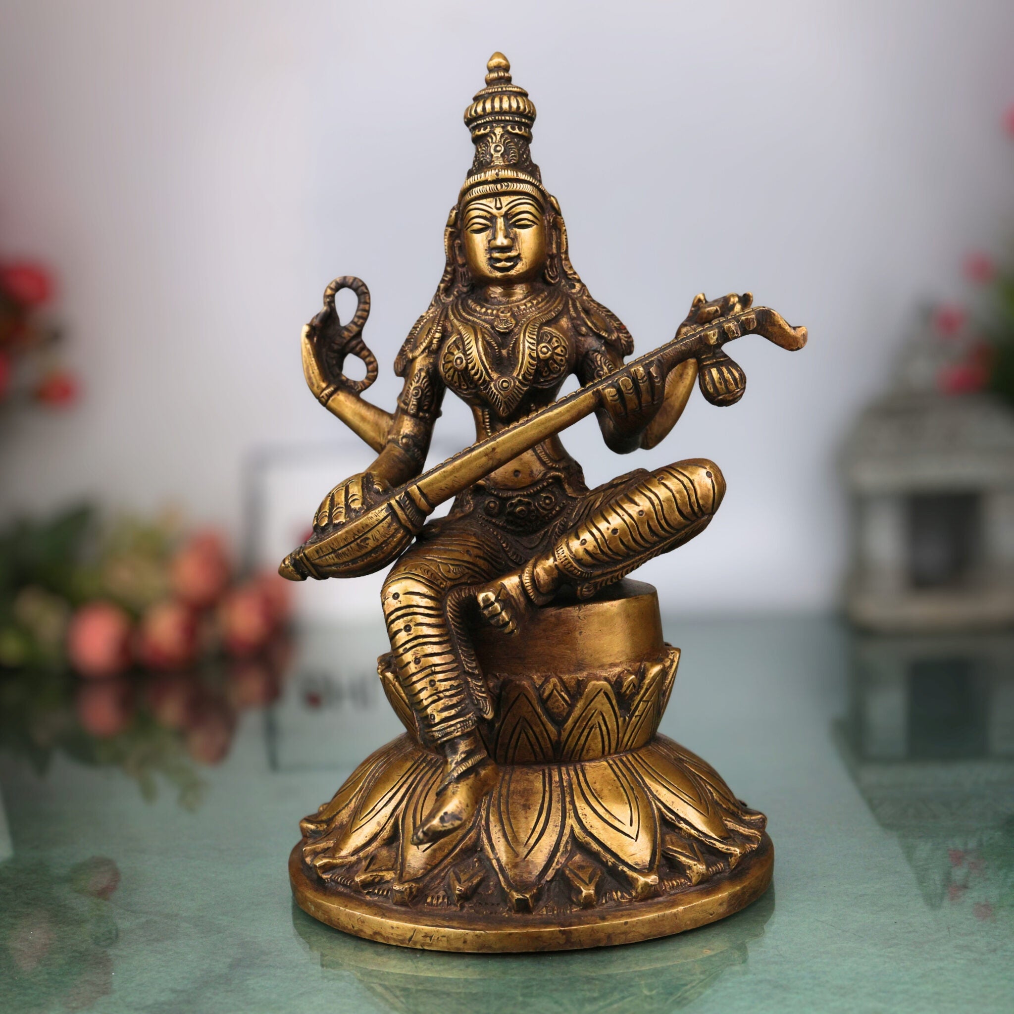 Brass Saraswati Idol