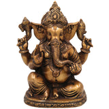 Brass Handcrafted Ganesha Idol, Vinayaka Sculpture, Lord Ganapati Statue for Pooja, Home Decor & Gifts, Gold, 9 Inch, 1 Piece