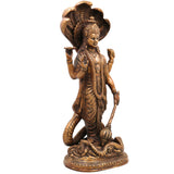 Brass Vishnu Idol on Sheshanag, Handcrafted Murti, Lord Vishnu Standing Statue, Narayana Sculpture for Pooja, Home Decor & Gifts, Gold, 17 Inch, 1 Piece