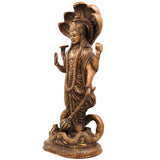 Brass Vishnu Idol on Sheshanag, Handcrafted Murti, Lord Vishnu Standing Statue, Narayana Sculpture for Pooja, Home Decor & Gifts, Gold, 17 Inch, 1 Piece