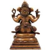 Brass Ganesha Idol, Handcrafted Murti, Lord Ganapati Statue, Vinayaka Sculpture for Pooja, Home Decor & Gifts, Gold, 13.5 Inch, 1 Piece