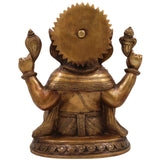Brass Handcrafted Ganesha Idol, Lord Ganapati Statue, Vinayaka Sculpture for Pooja, Home Decor & Gifts, Gold, 12 Inch, 1 Piece