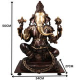 Brass Big Red Ganesha Idol, Handcrafted Murti, Ganapati Statue, Vinayaka Sculpture for Pooja, Home Decor & Gifts, Red, 19.5 Inch, 1 Piece