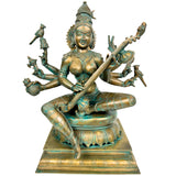 Bronze Handcrafted Matangi Idol, Maa Matangi, Matangi Devi, Shri Matangi Murti, Panchaloha, Chola Art Statue for Puja & Home Decor, Brown, 23.5 Inch, 1 Piece