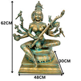 Bronze Handcrafted Matangi Idol, Maa Matangi, Matangi Devi, Shri Matangi Murti, Panchaloha, Chola Art Statue for Puja & Home Decor, Brown, 23.5 Inch, 1 Piece