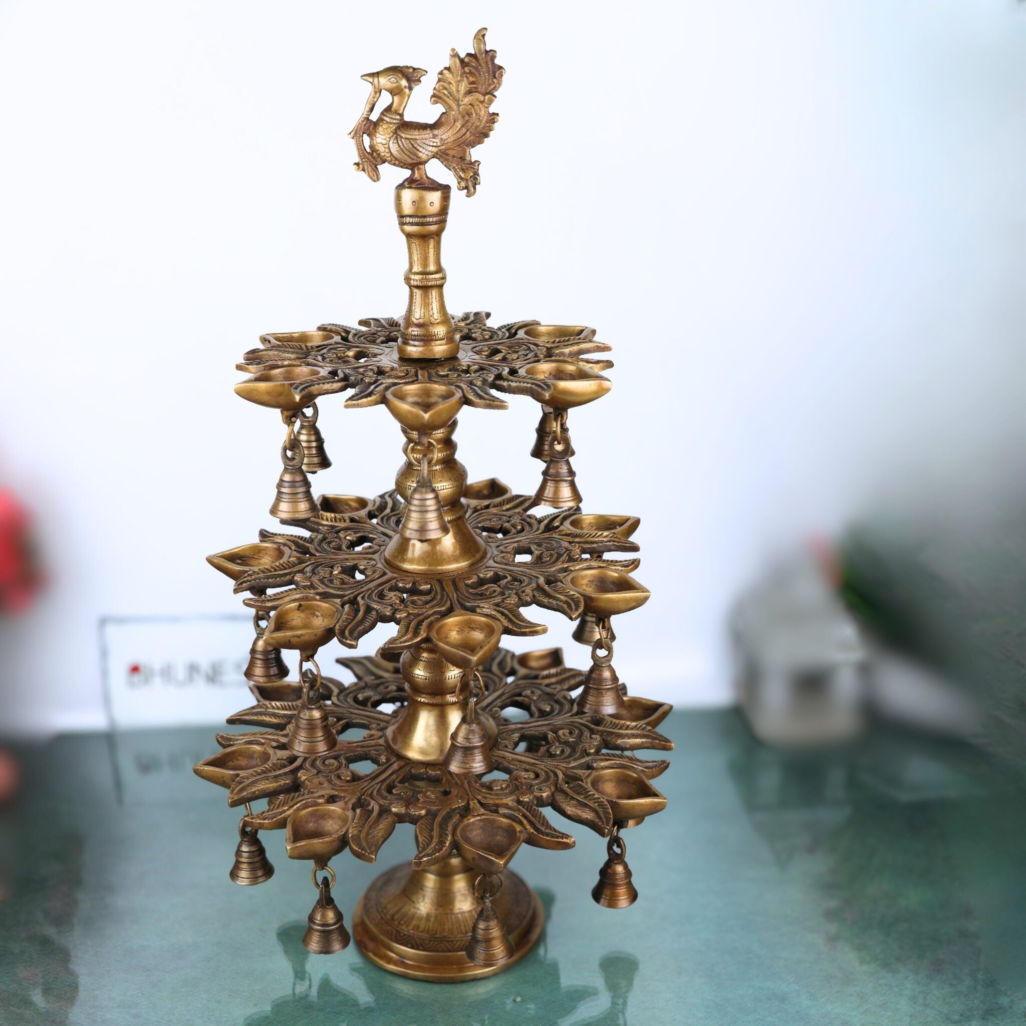 3 Step Temple Lamp with Bells
