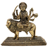 Brass Durga Idol | Handcrafted Goddess Durga Sculpture for Puja & Home Décor, Gold, 4.5 Inch, 1 Piece
