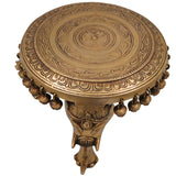 Brass Elephant Chowki, Gaja Chowki, Handmade Aathi Chowki Pooja & Spiritual Home Deco, Gold, 6.5 Inch, 1 Piece