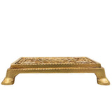 Brass Chowki, Handmade Pooja Platform | Spiritual Bajot Temple & Home Decor, Gold, 4 Inch, 1 Piece